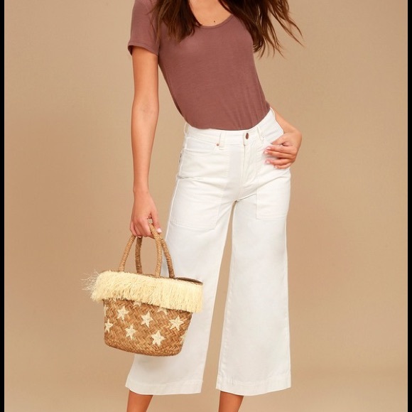 Billabong Denim - Billabong Stevie White Wide Leg Cropped Jeans